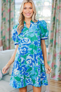NURSING COLLECTION: The Wildflower Blue Floral Puff Sleeve Dress