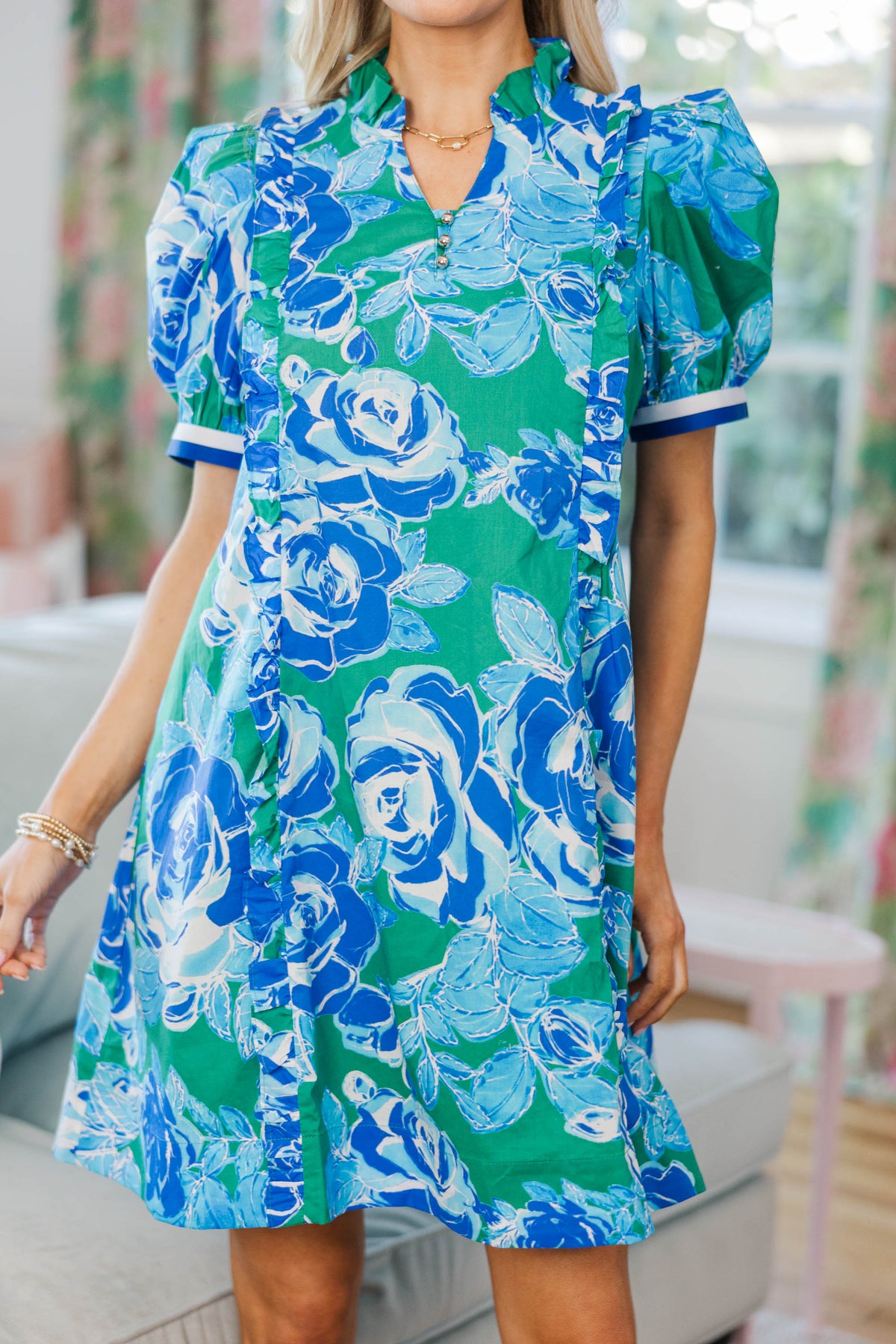NURSING COLLECTION: The Wildflower Blue Floral Puff Sleeve Dress – Shop