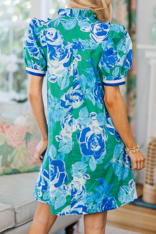 NURSING COLLECTION: The Wildflower Blue Floral Puff Sleeve Dress