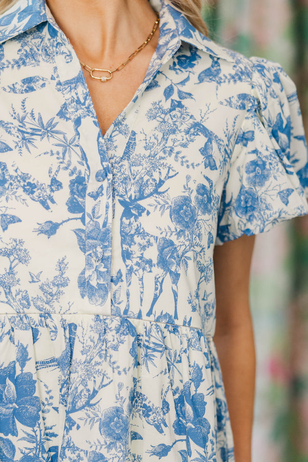 NURSING COLLECTION: Perfect For You Blue Toile Button Down Midi Dress