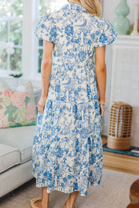 NURSING COLLECTION: Perfect For You Blue Toile Button Down Midi Dress