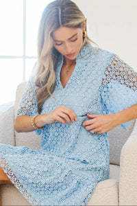 NURSING COLLECTION: Timeless Appeal Light Blue Crochet Dress