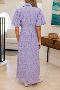 NURSING COLLECTION: My Lucky Charm Lavender Eyelet Midi Dress