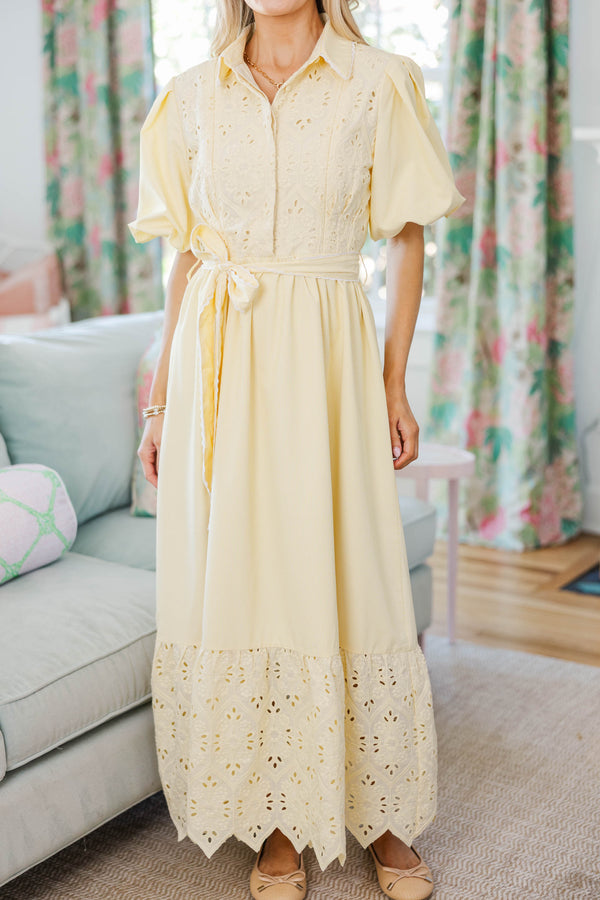 NURSING COLLECTION: Chic Vision Yellow Striped Midi Dress