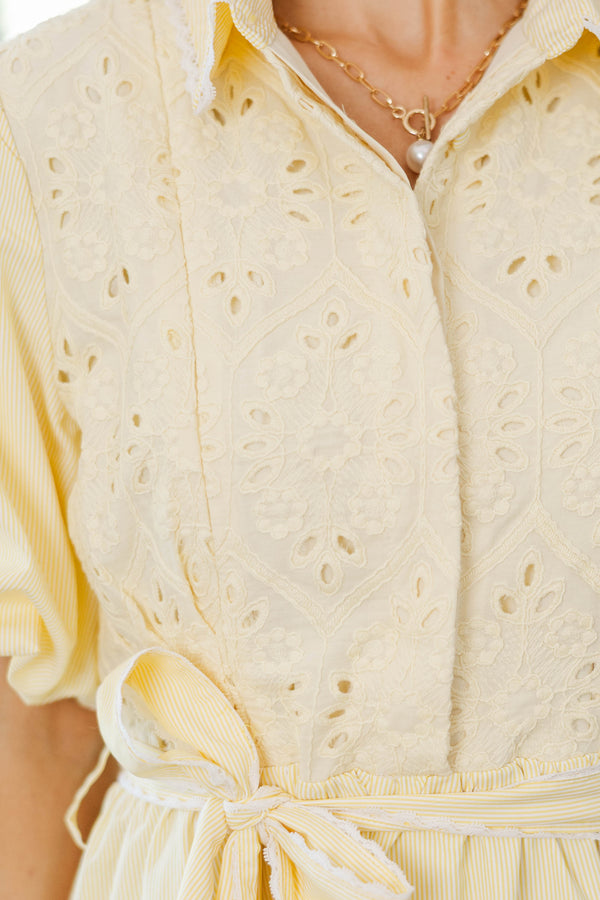 NURSING COLLECTION: Chic Vision Yellow Striped Midi Dress