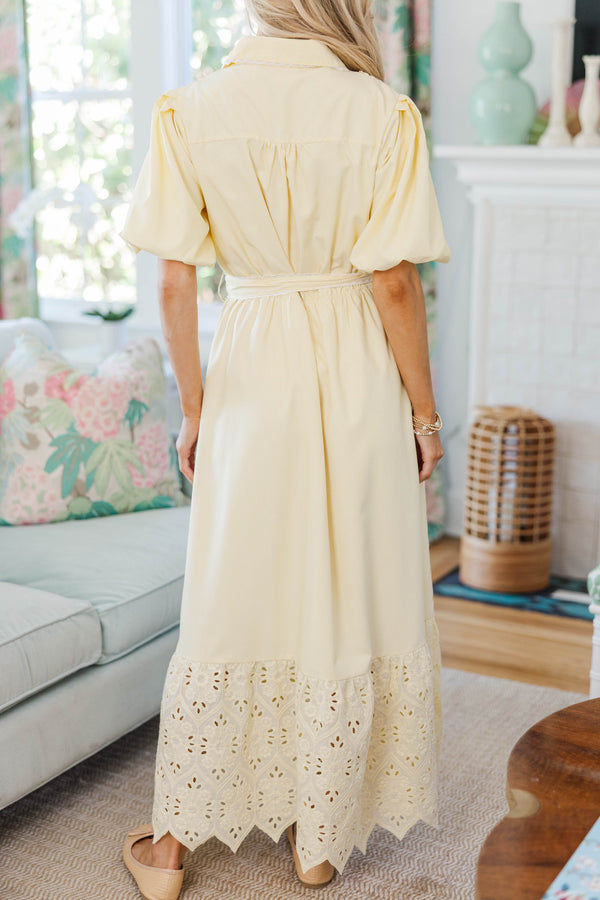 NURSING COLLECTION: Chic Vision Yellow Striped Midi Dress