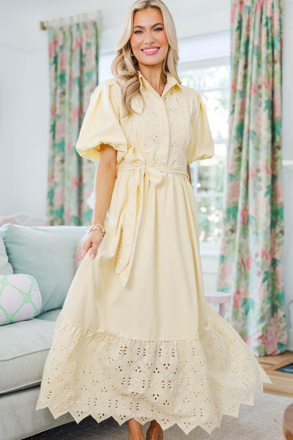 NURSING COLLECTION: Chic Vision Yellow Striped Midi Dress