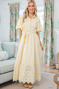 NURSING COLLECTION: Chic Vision Yellow Striped Midi Dress