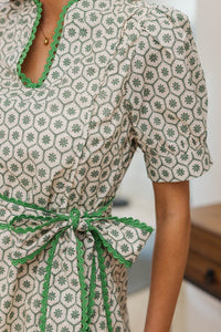 NURSING COLLECTION: Classy Intentions Green Medallion Dress
