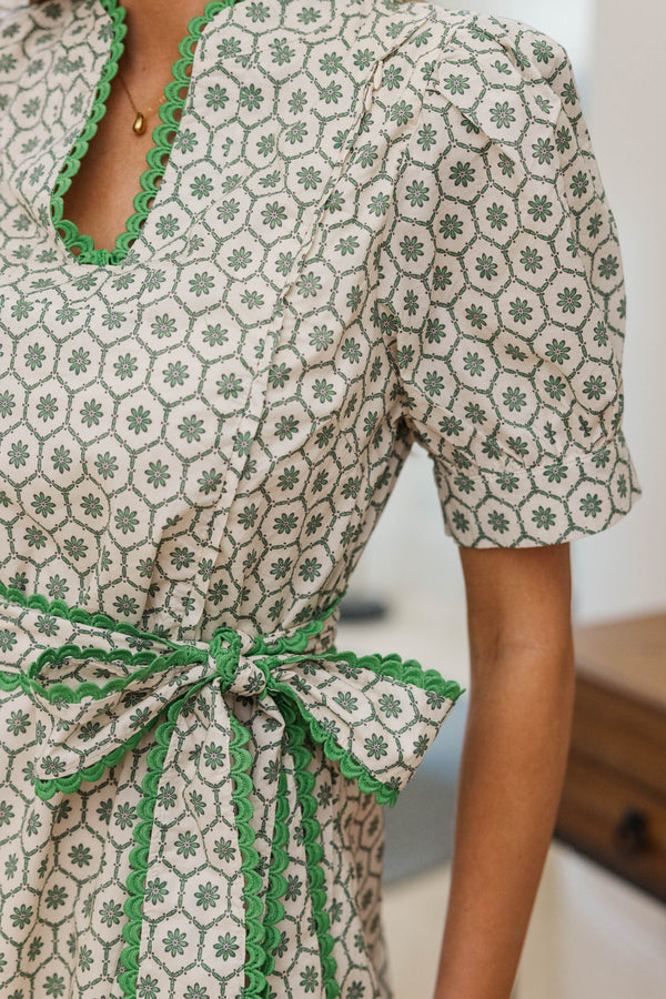 NURSING COLLECTION: Classy Intentions Green Medallion Dress