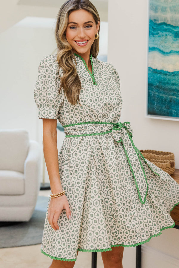 NURSING COLLECTION: Classy Intentions Green Medallion Dress