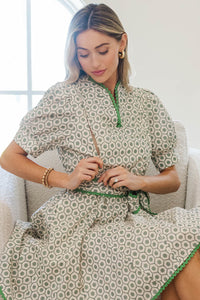 NURSING COLLECTION: Classy Intentions Green Medallion Dress