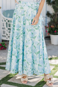 The Club Light Blue Hydrangea Print Midi Skirt