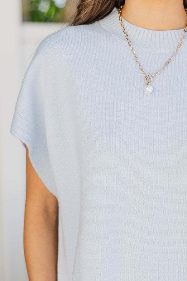 The Reason Why Light Blue Drop Shoulder Sweater