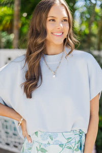 The Reason Why Light Blue Drop Shoulder Sweater