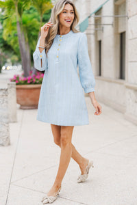 Feeling Like A Queen Light Blue Tweed Dress