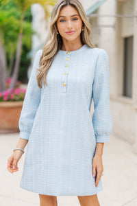 Feeling Like A Queen Light Blue Tweed Dress