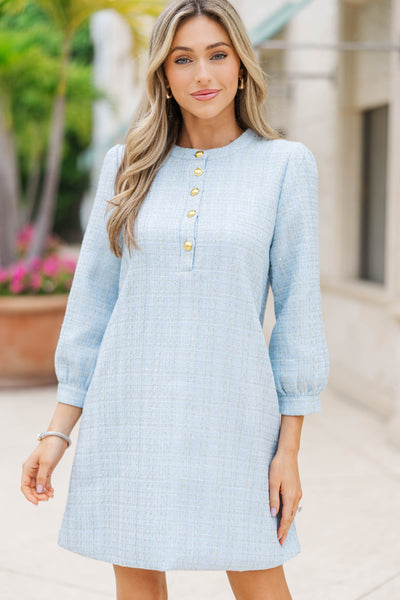 Feeling Like A Queen Light Blue Tweed Dress  Shop the Mint
