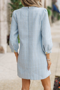 Feeling Like A Queen Light Blue Tweed Dress