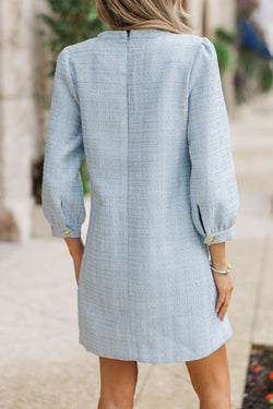 Feeling Like A Queen Light Blue Tweed Dress – Shop the Mint
