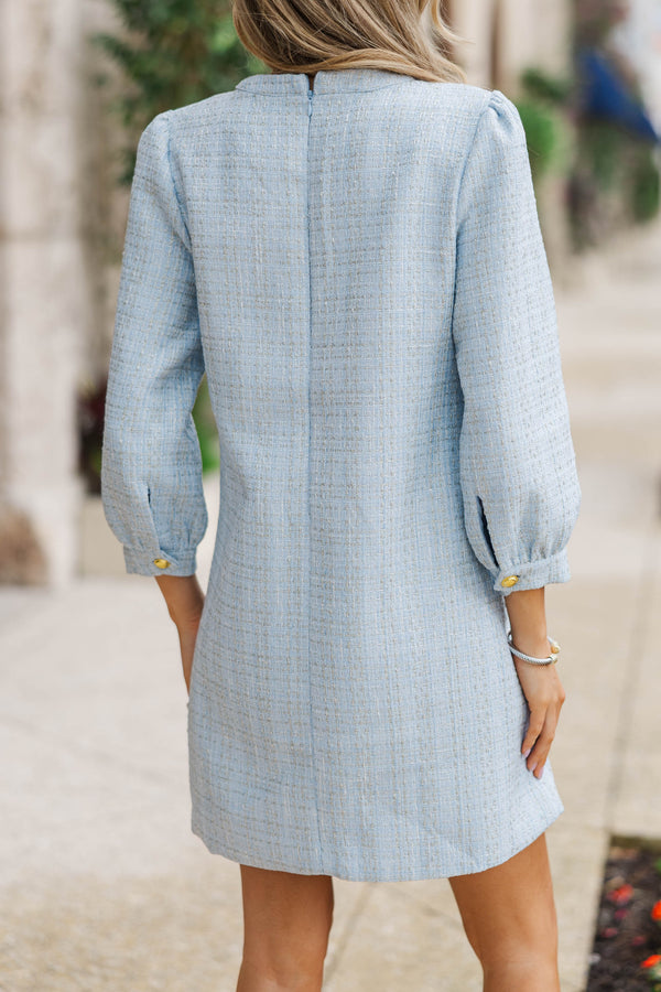 Feeling Like A Queen Light Blue Tweed Dress – Shop the Mint