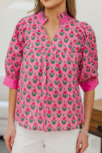 NURSING COLLECTION: Favorite Fit Pink Medallion Blouse
