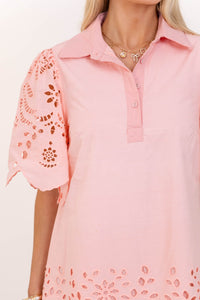 Classic Wear Pink Eyelet Dress
