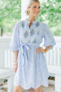 Just Feels Like Me Light Blue Eyelet Dress