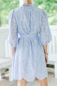 Just Feels Like Me Light Blue Eyelet Dress