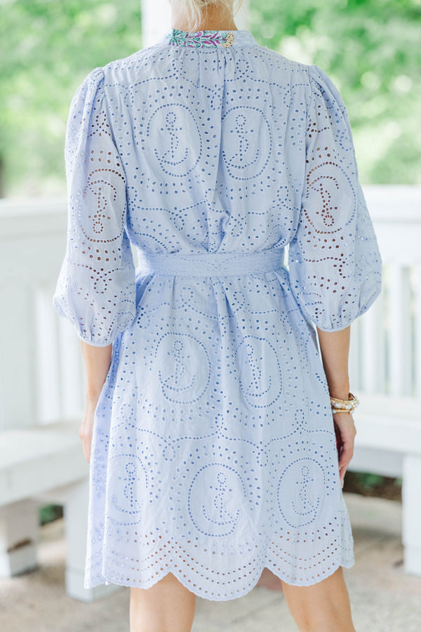 Just Feels Like Me Light Blue Eyelet Dress