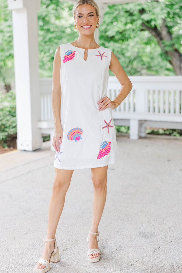 Sweet Simple And Stylish White Seashell Dress