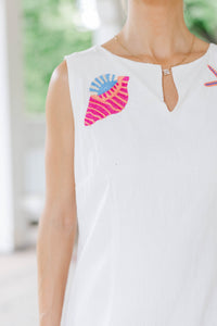 Sweet Simple And Stylish White Seashell Dress