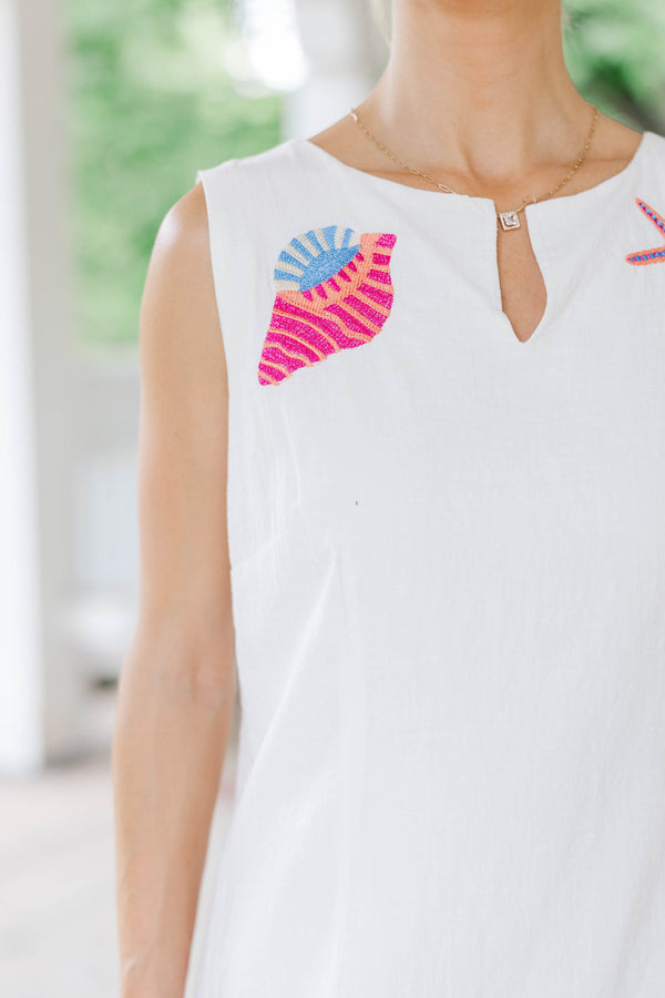 Sweet Simple And Stylish White Seashell Dress