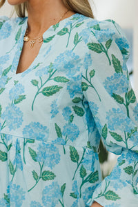 NURSING COLLECTION: What A Surprise Light Blue Floral Midi Dress