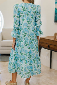 NURSING COLLECTION: What A Surprise Light Blue Floral Midi Dress
