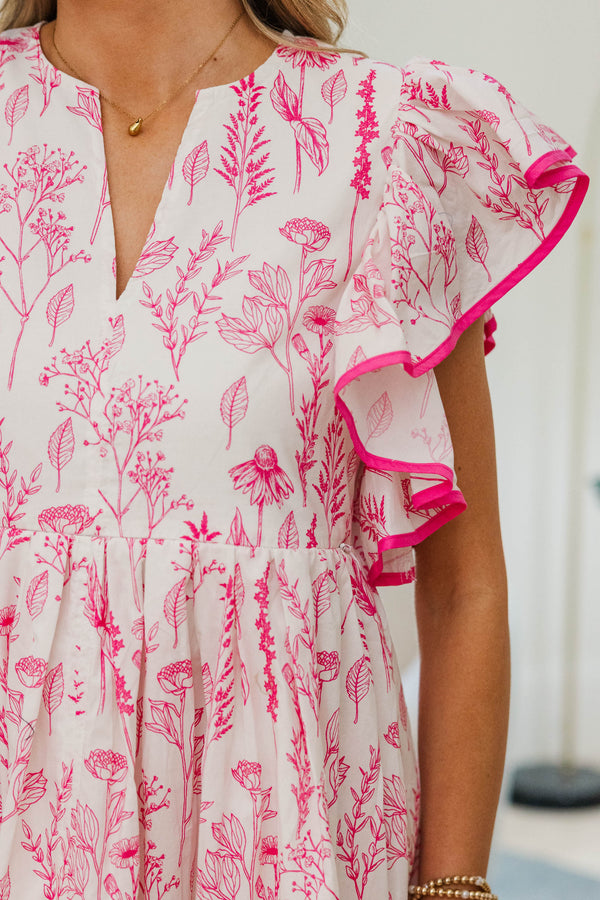 NURSING COLLECTION: Closer Than Ever Pink Floral Midi Dress