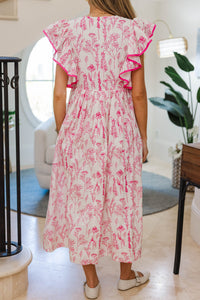 NURSING COLLECTION: Closer Than Ever Pink Floral Midi Dress