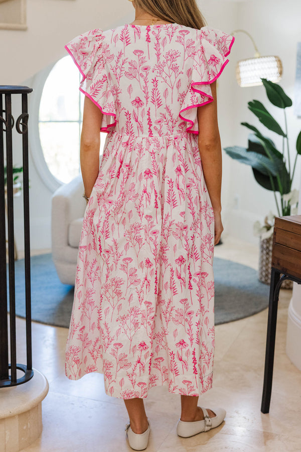NURSING COLLECTION: Closer Than Ever Pink Floral Midi Dress