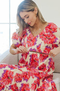 NURSING COLLECTION: Falling In Love Pink Floral Maxi Dress