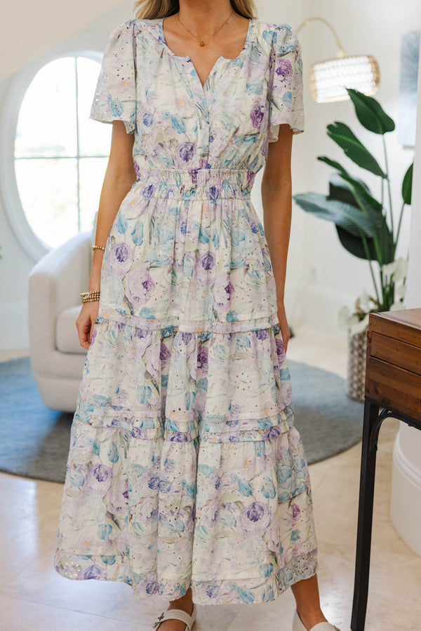 NURSING COLLECTION: All In The Air Light Blue Embroidered Maxi Dress