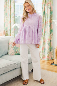 NURSING COLLECTION: Making Moves Lavender Ruffled Blouse