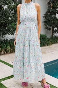 Fresh Focus Light Blue Floral Maxi Dress