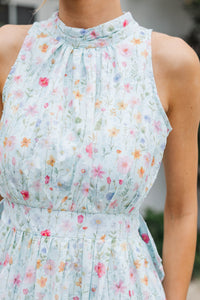 Fresh Focus Light Blue Floral Maxi Dress