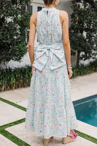 Fresh Focus Light Blue Floral Maxi Dress
