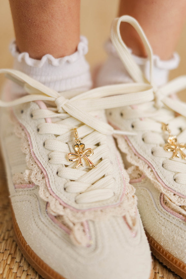 Girls: Pretty Steps Gold Bow Shoe Charm