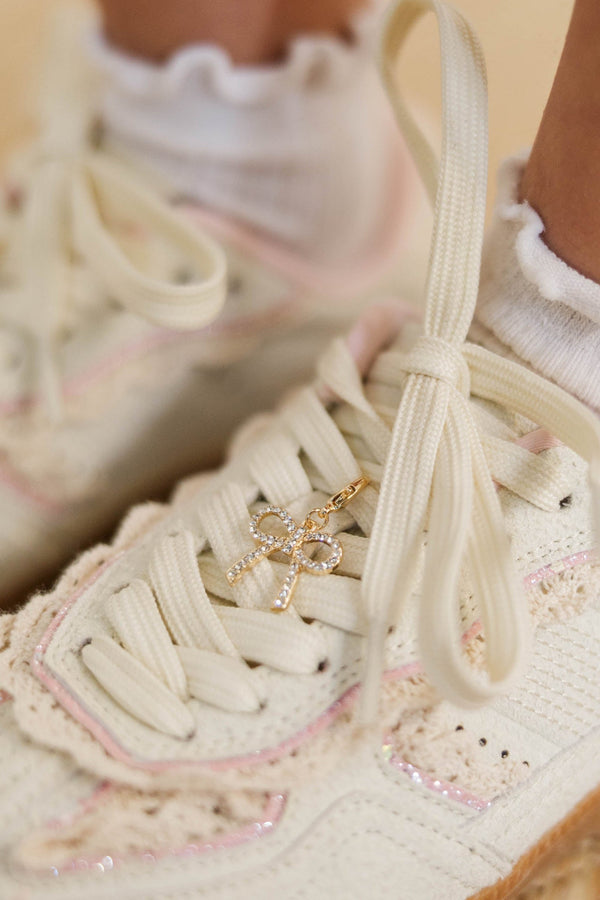 Girls: Shine & Stride Gold Rhinestone Bow Shoe Charm
