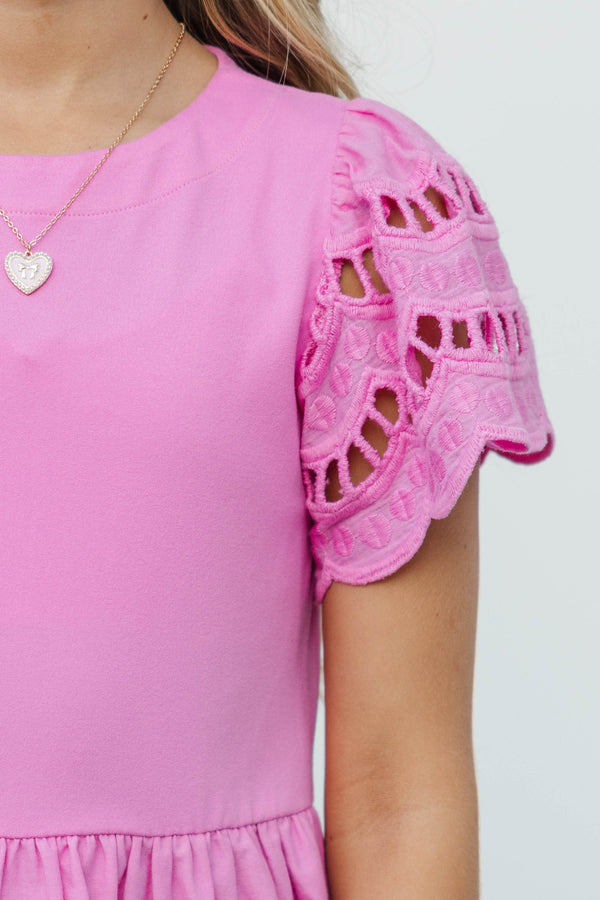 pink windsor dress Girls: The Windsor Pink Scalloped Babydoll Dress
