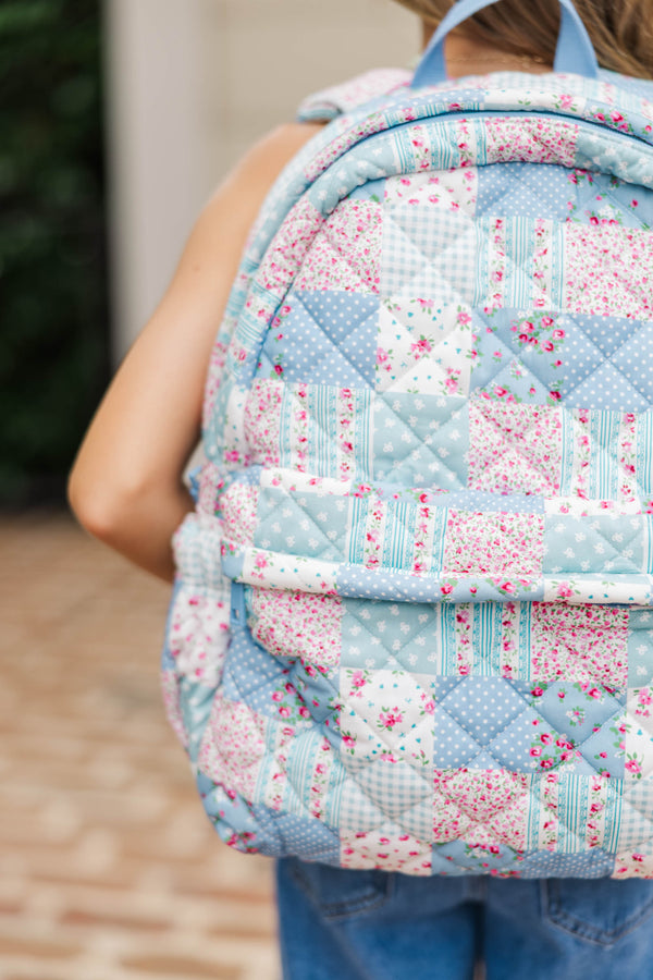 Girls: After The Bell Blue Patchwork Quilted Backpack