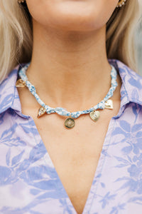 Glam Girl Blue Scarf Charm Necklace