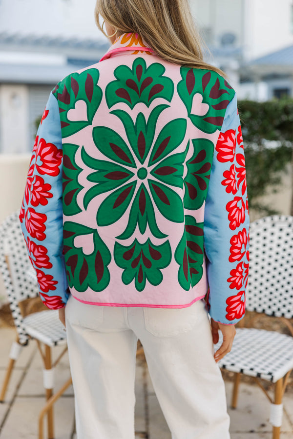 New Light Green Abstract Jacket